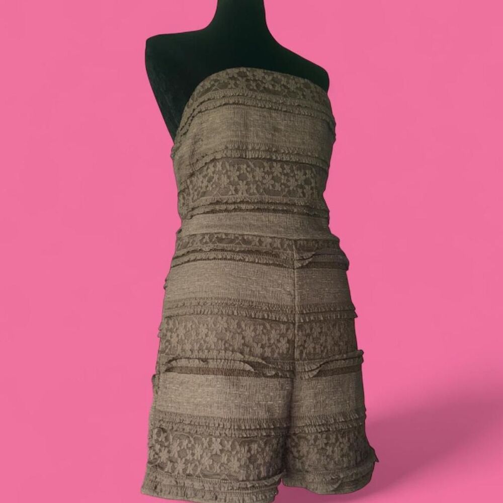 Forever 21 Brown Lace Strapless Romper